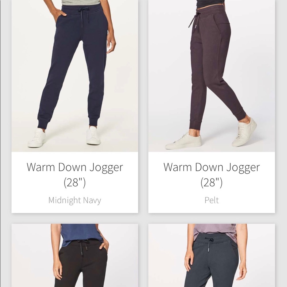 ISO Lululemon Warm Down Joggers sizes 4,6